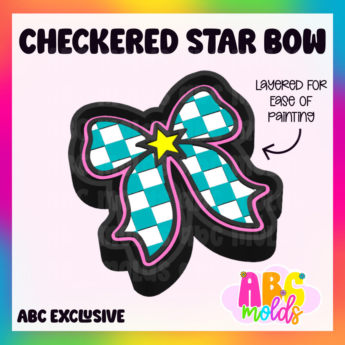 Star Checkered Bow - Silicone Freshie Mold