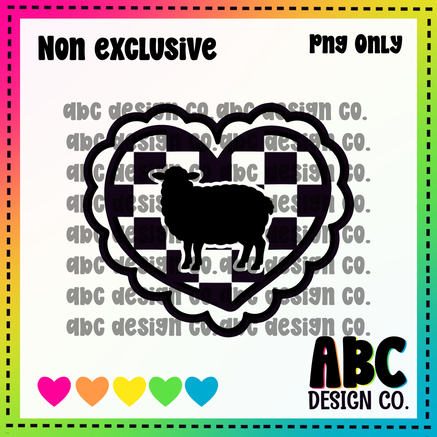 Checkered heart sheep PNG - NON Exclusive - digital download