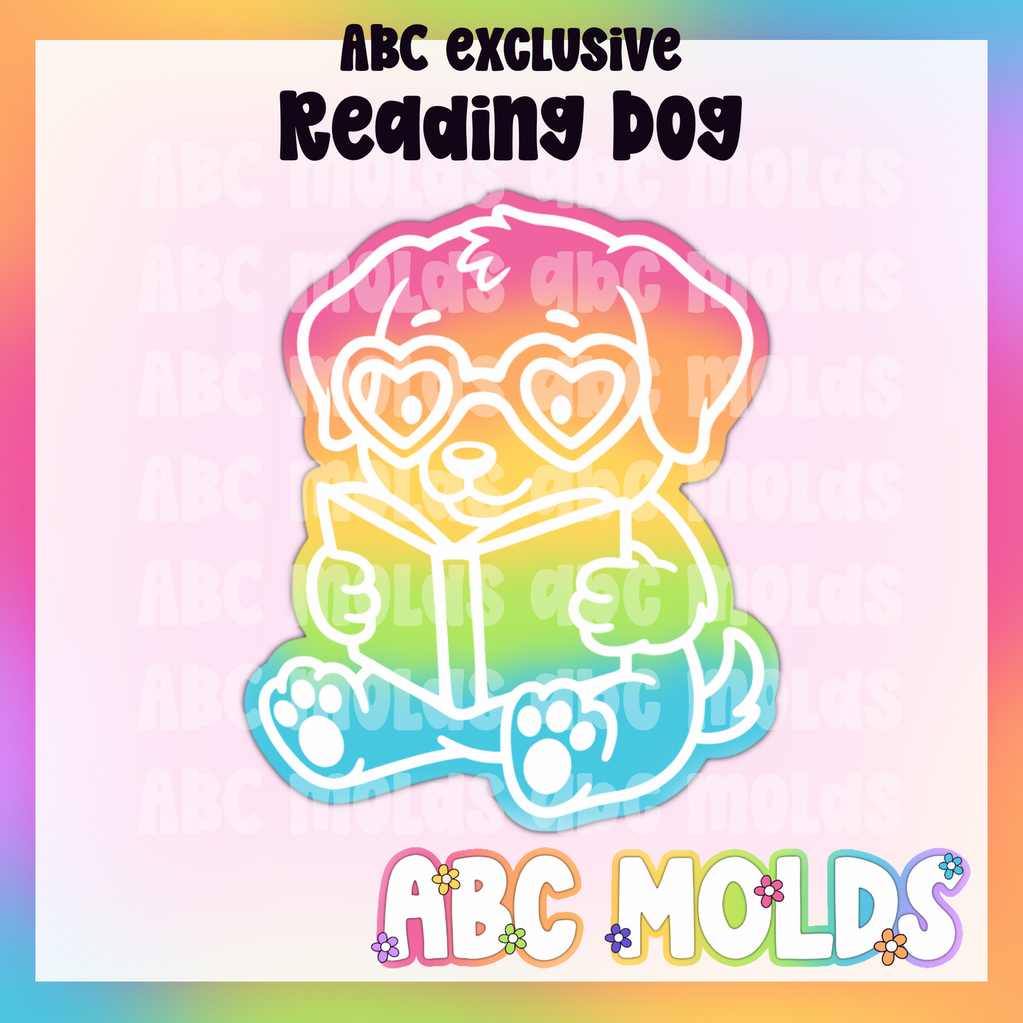 Reading Puppy Dog Silicone Freshie Mold