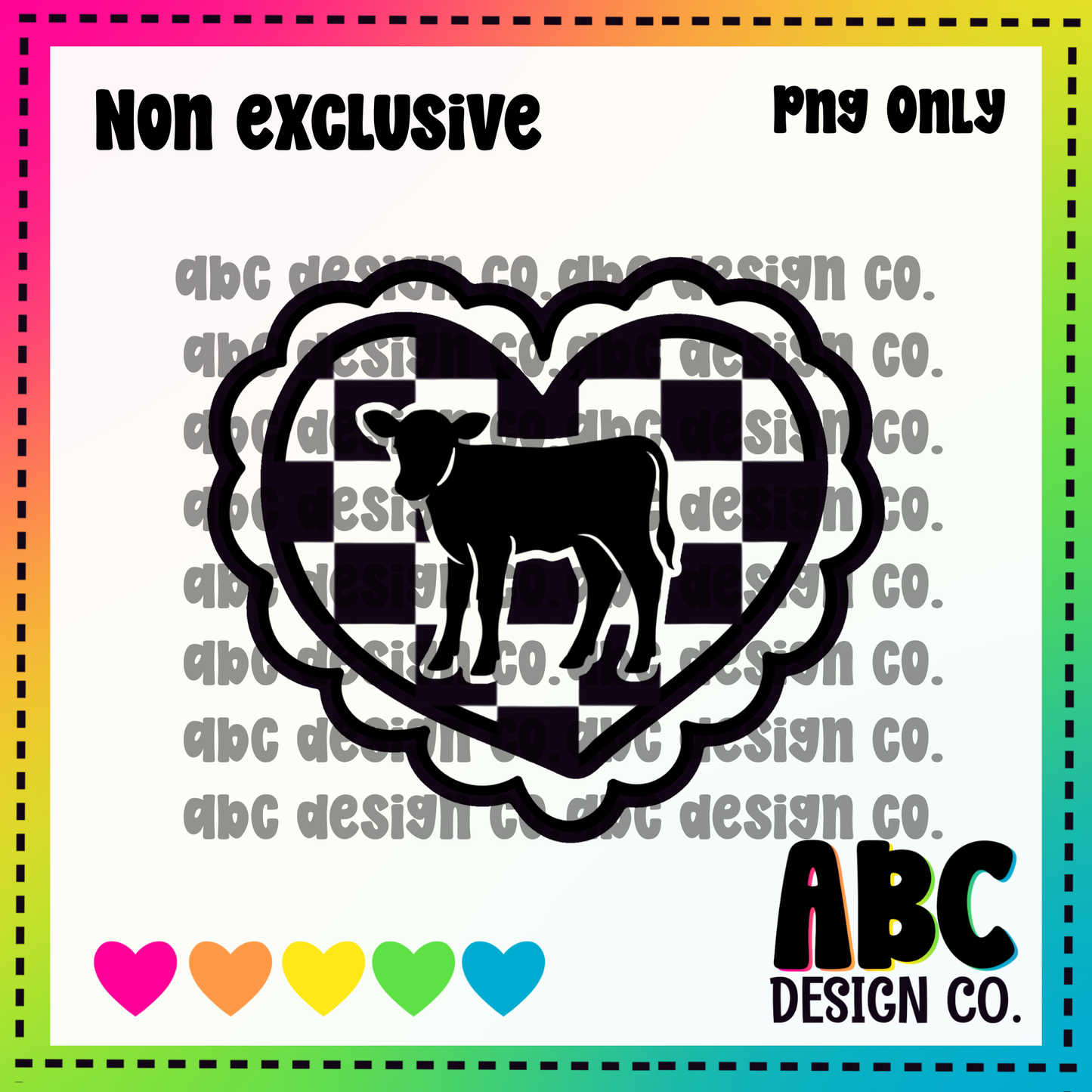 Checkered heart cow PNG - NON Exclusive - digital download