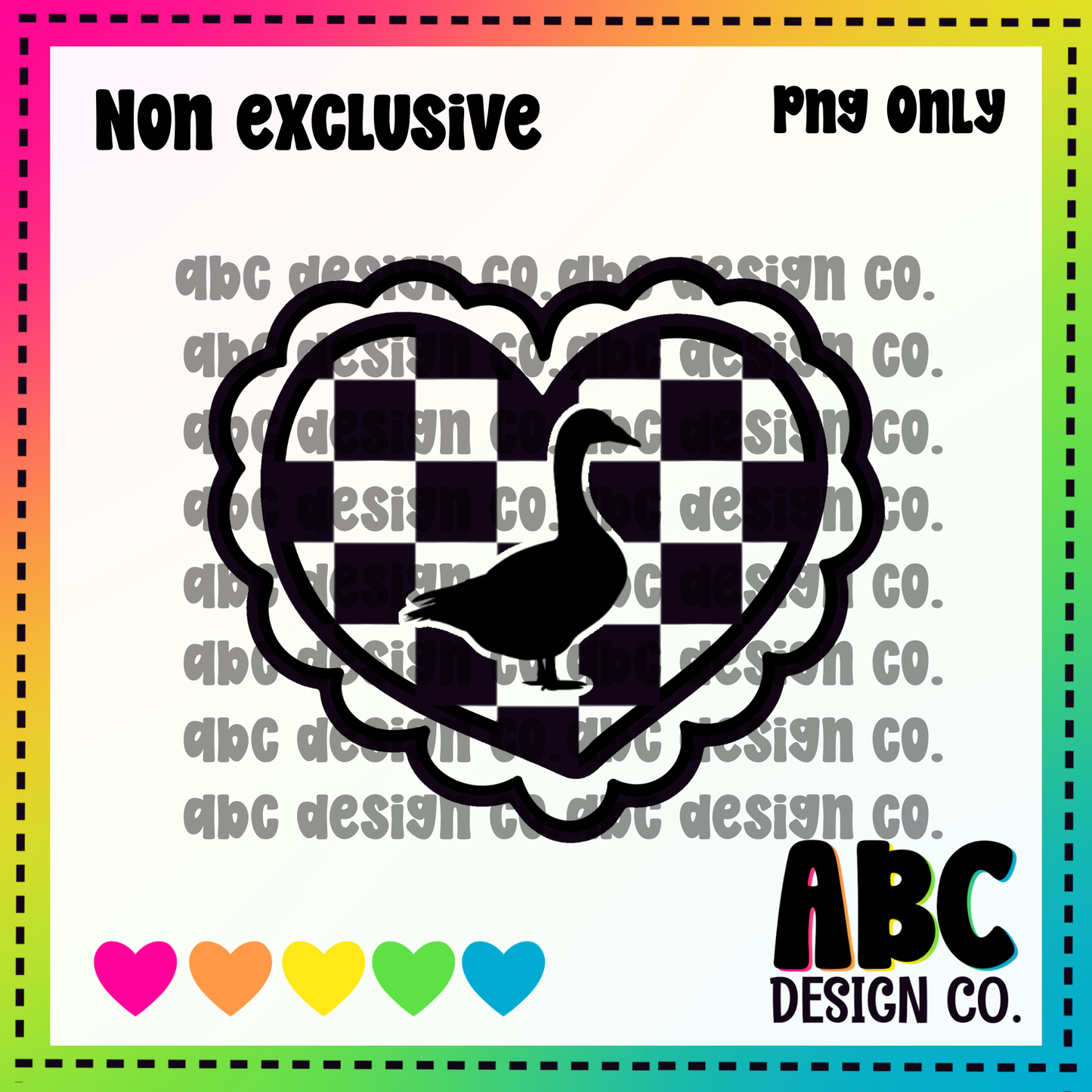 Checkered heart goose PNG - NON Exclusive - digital download
