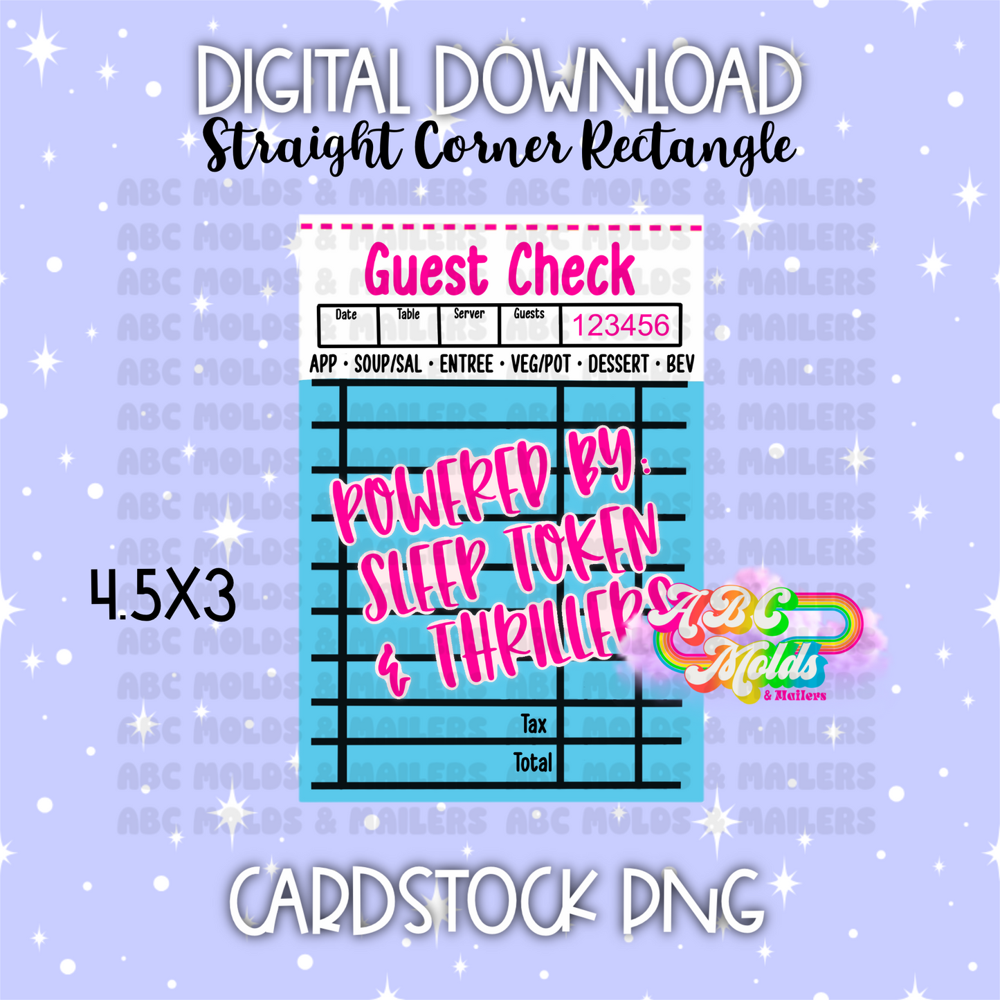 Digital Download - PNG Cardstock Download - Straight Edge - Guest Ticket 7