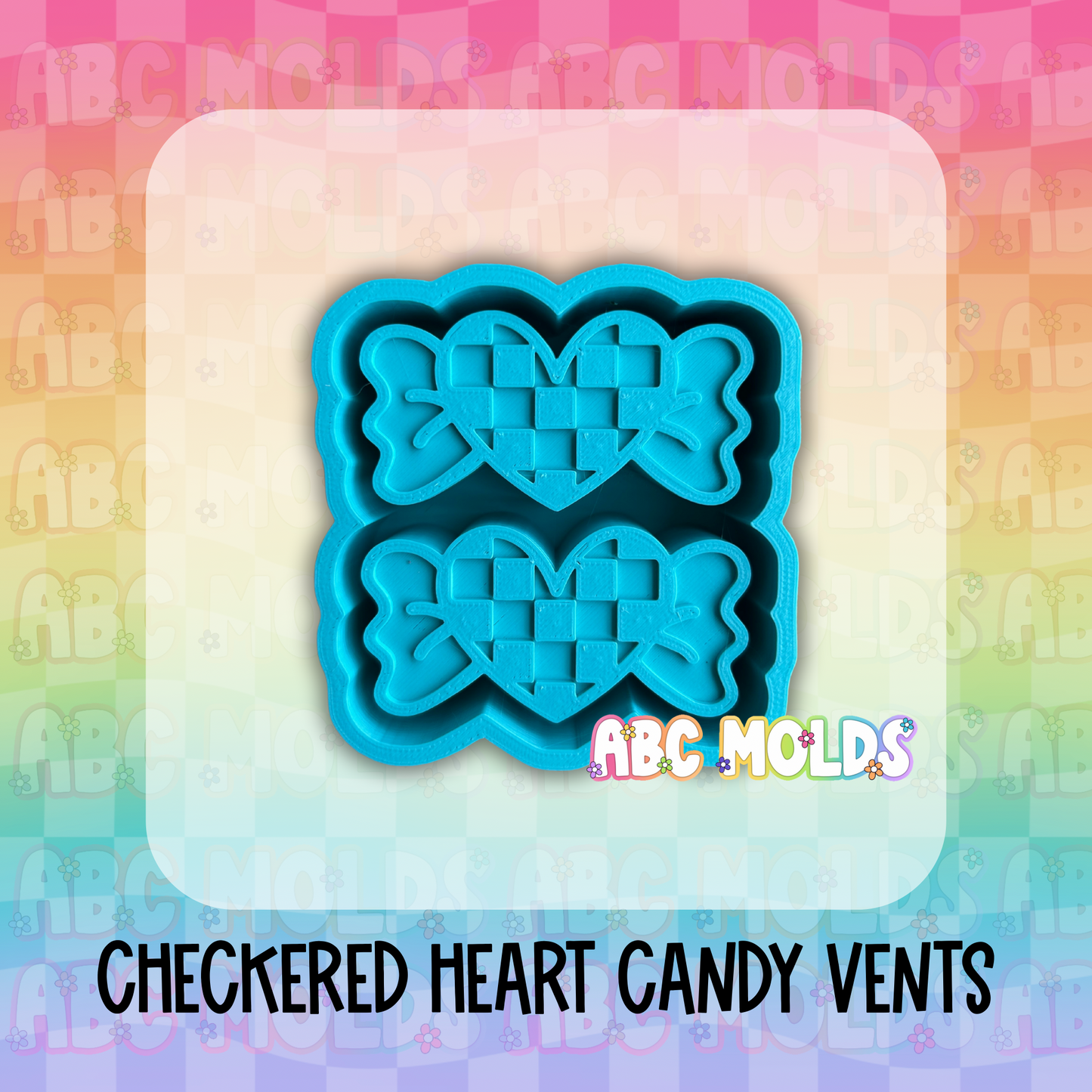 Checkered Heart Candy Vents Silicone Mold