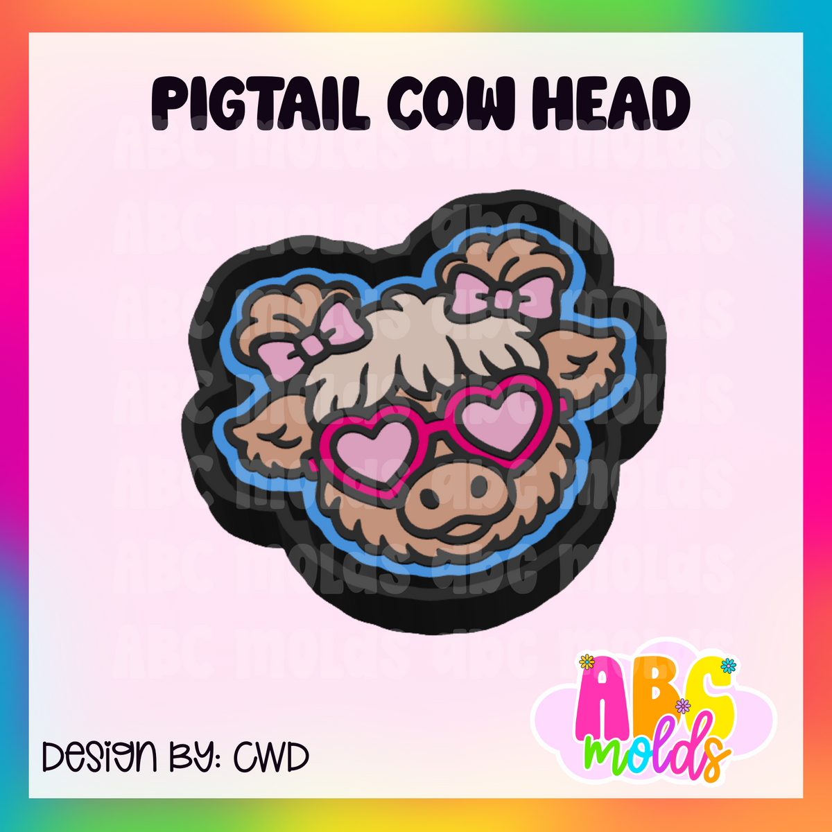 Pig tail cow head Silicone Freshie Mold