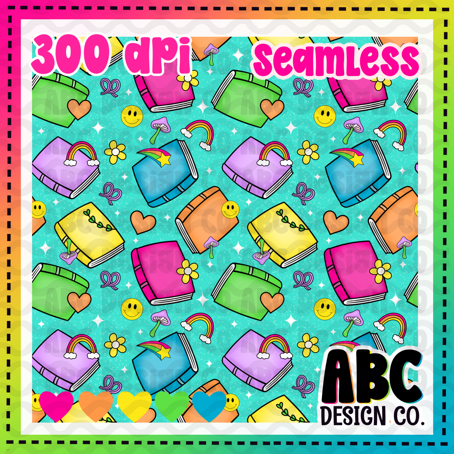 Rainbow Books Seamless