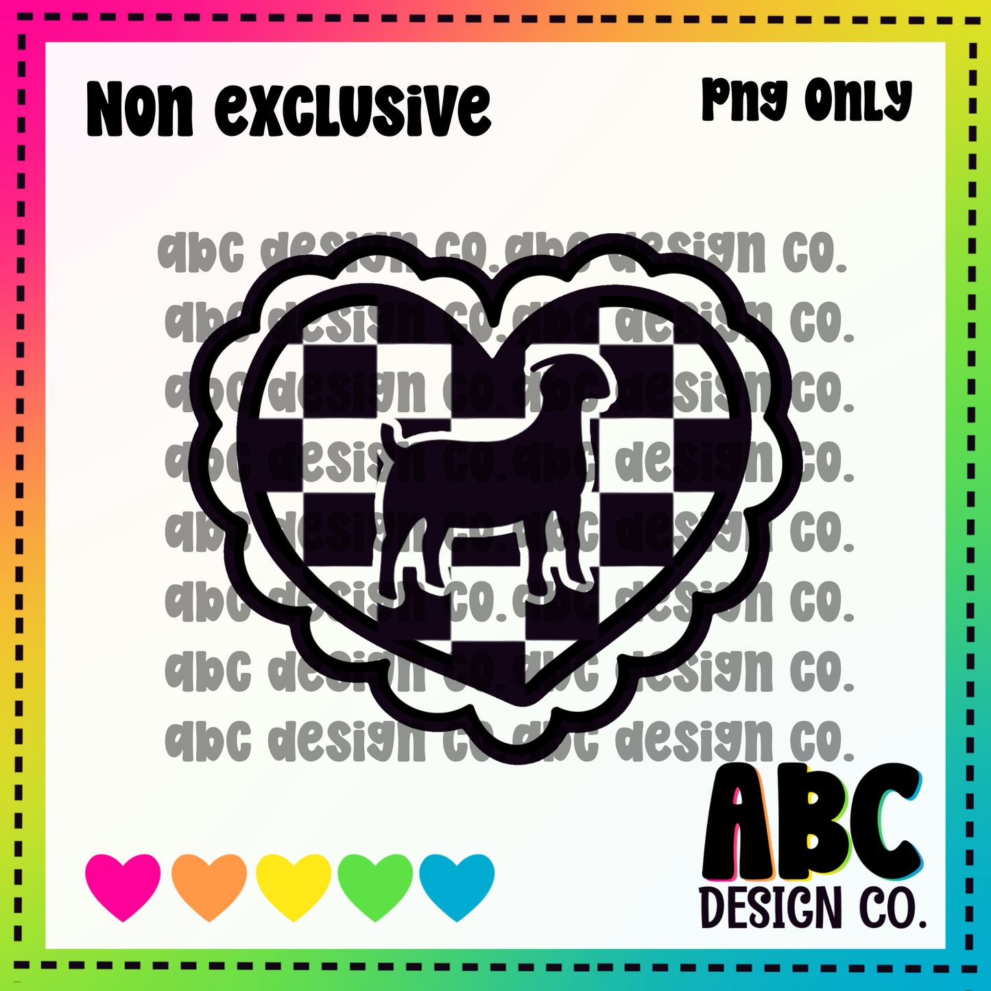 Checkered heart goat 2 PNG - NON Exclusive - digital download