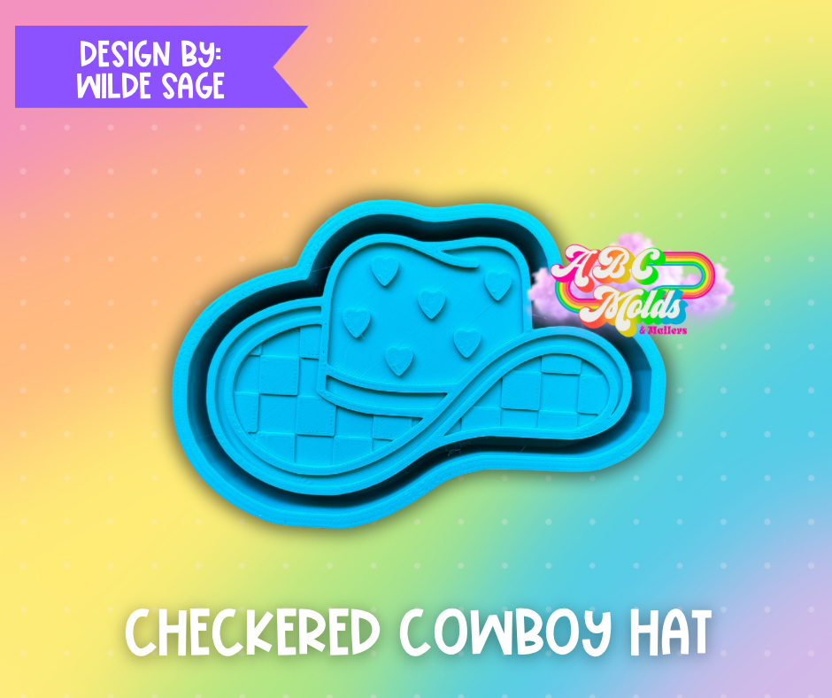 Checkered Cowboy Hat Silicone Freshie Mold