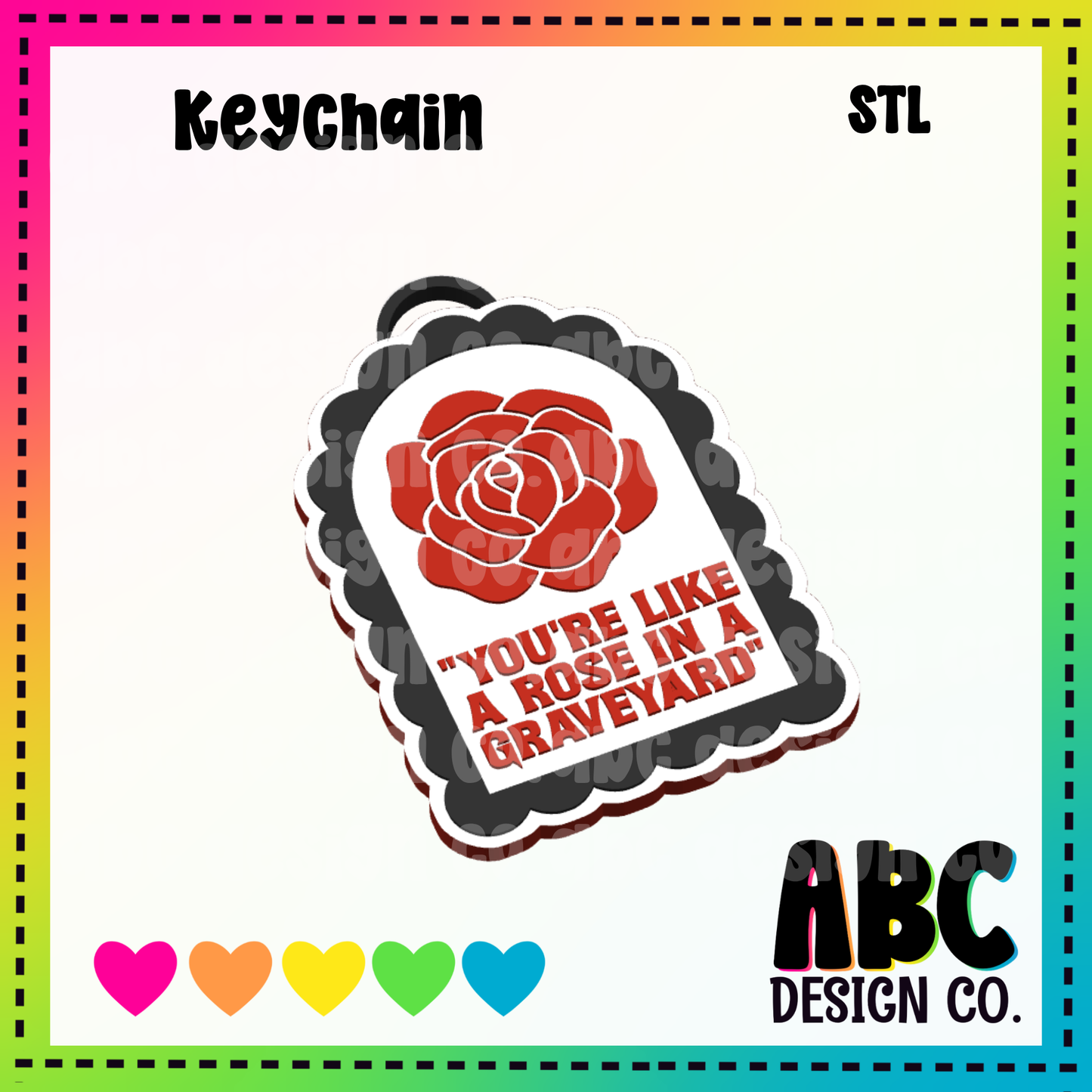 Rose in a graveyard - Key Chain - STL & 3mf - Digital Download