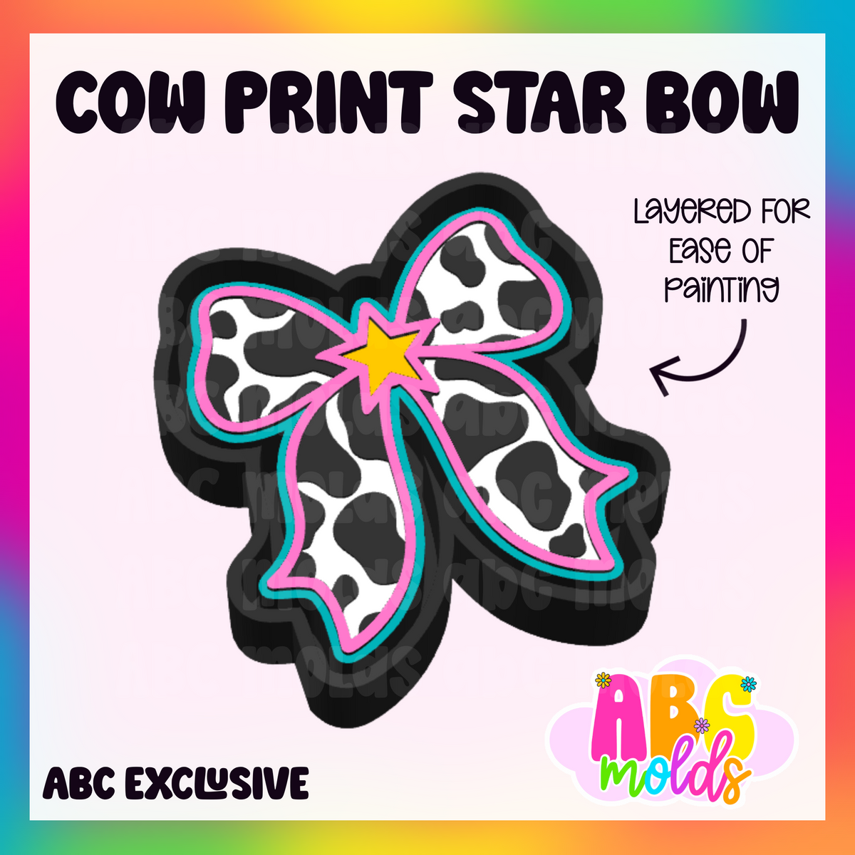 Star Cow Print Bow - Silicone Freshie Mold