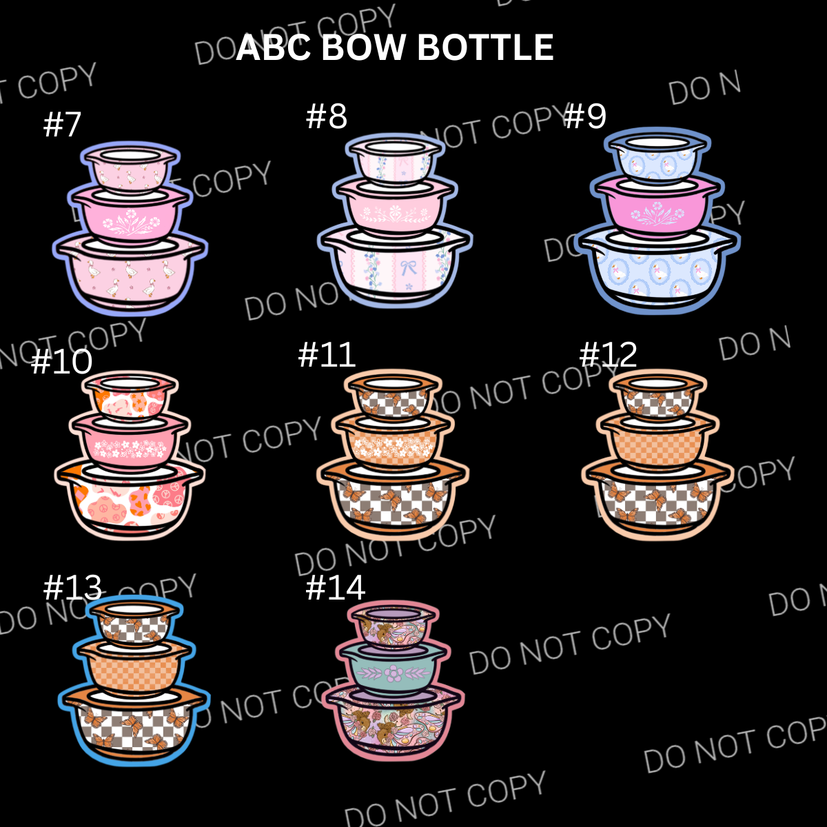 ABC Pyrex Bowl Cardstock - Shipped by Kaleidoscope Kreations
