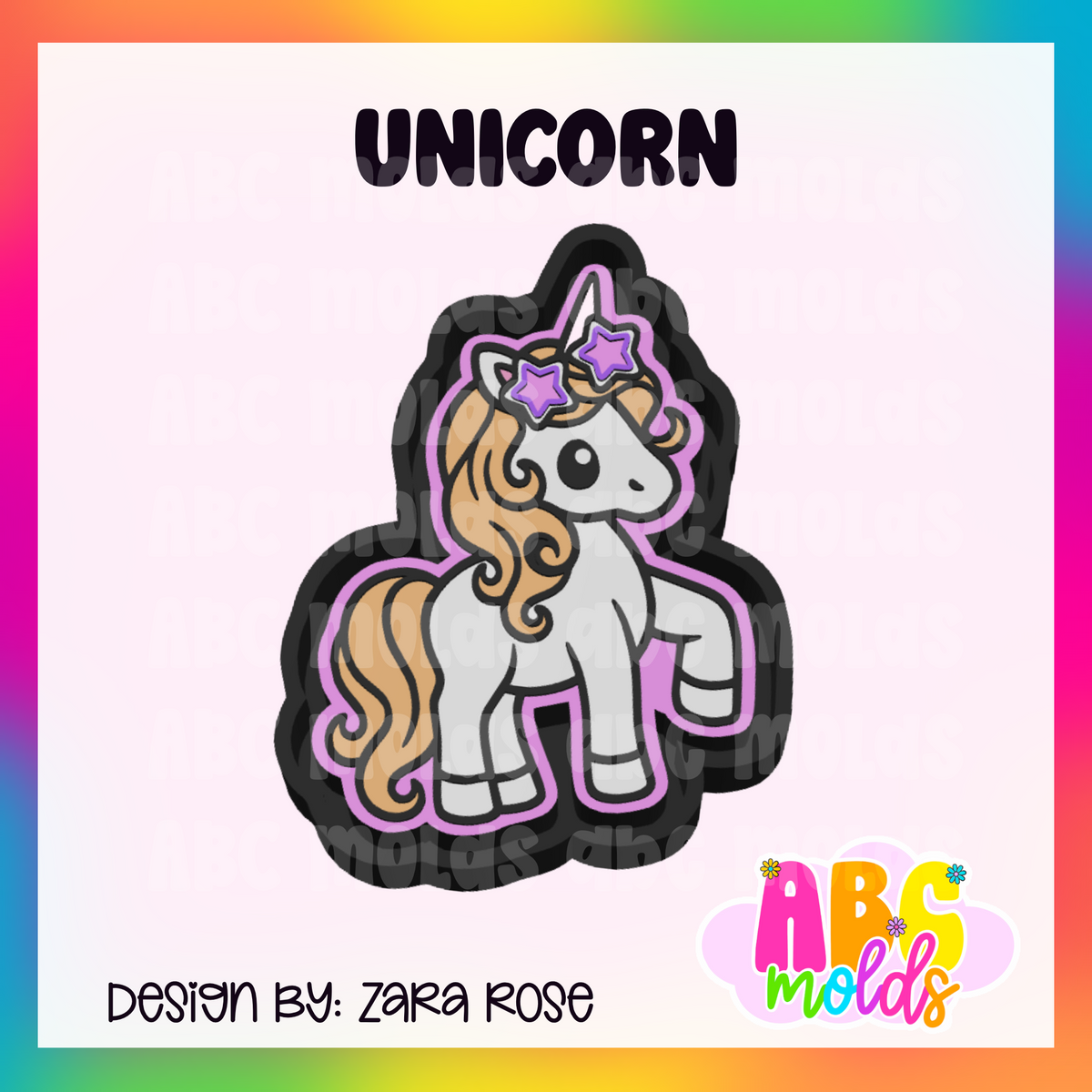 Unicorn with star glasses Silicone Freshie Mold