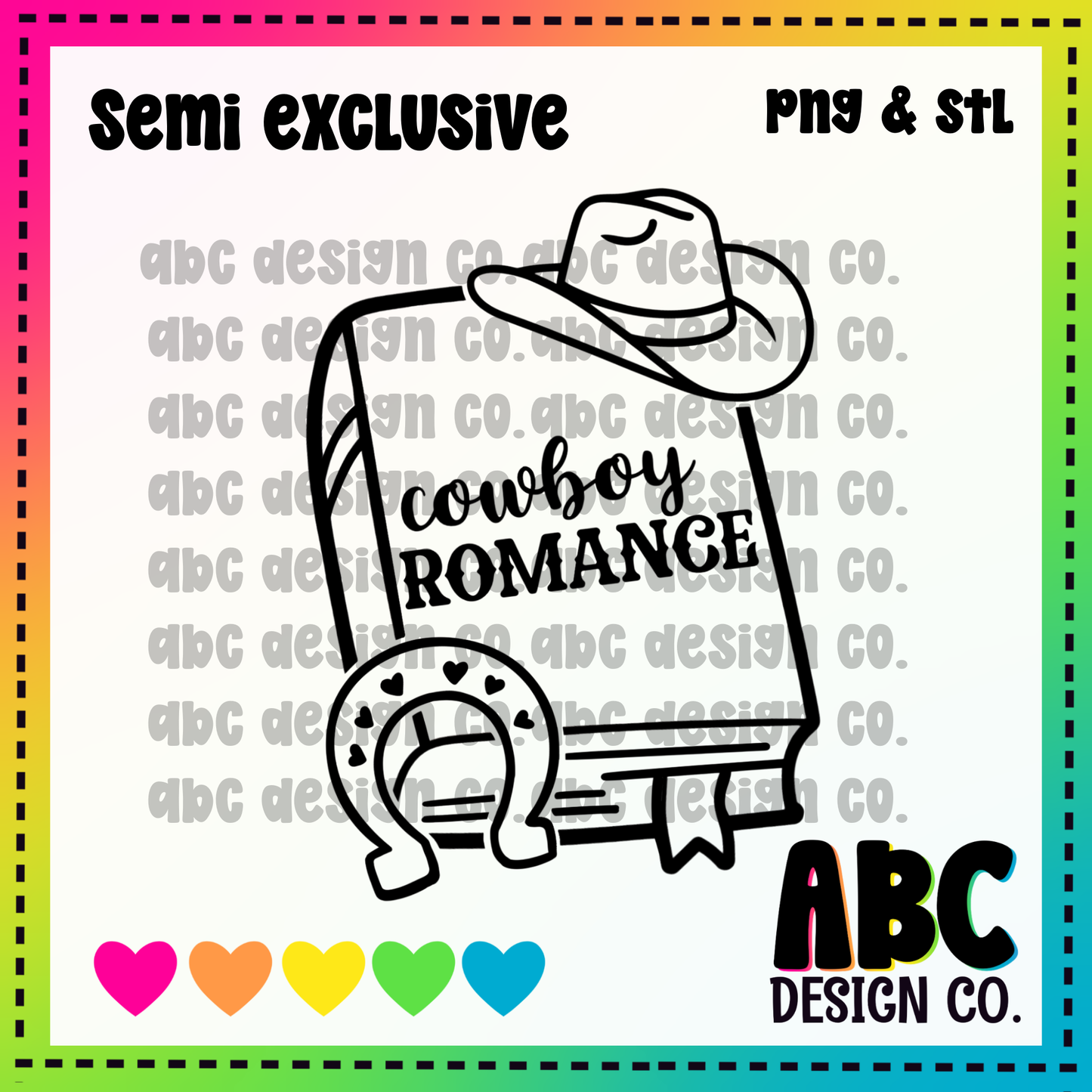 Cowboy Romance Book PNG & STL - Semi-Exclusive - digital download