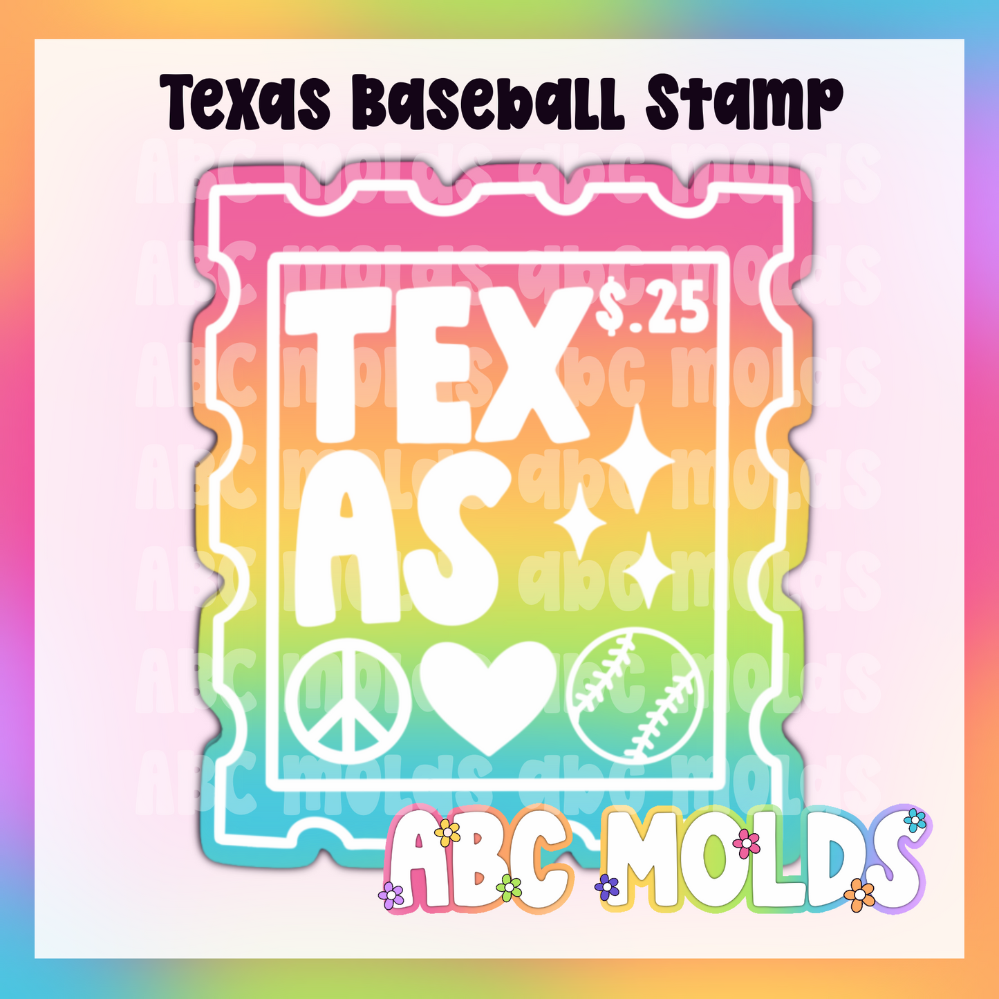 Texas Baseball Stamp Silicone Mold