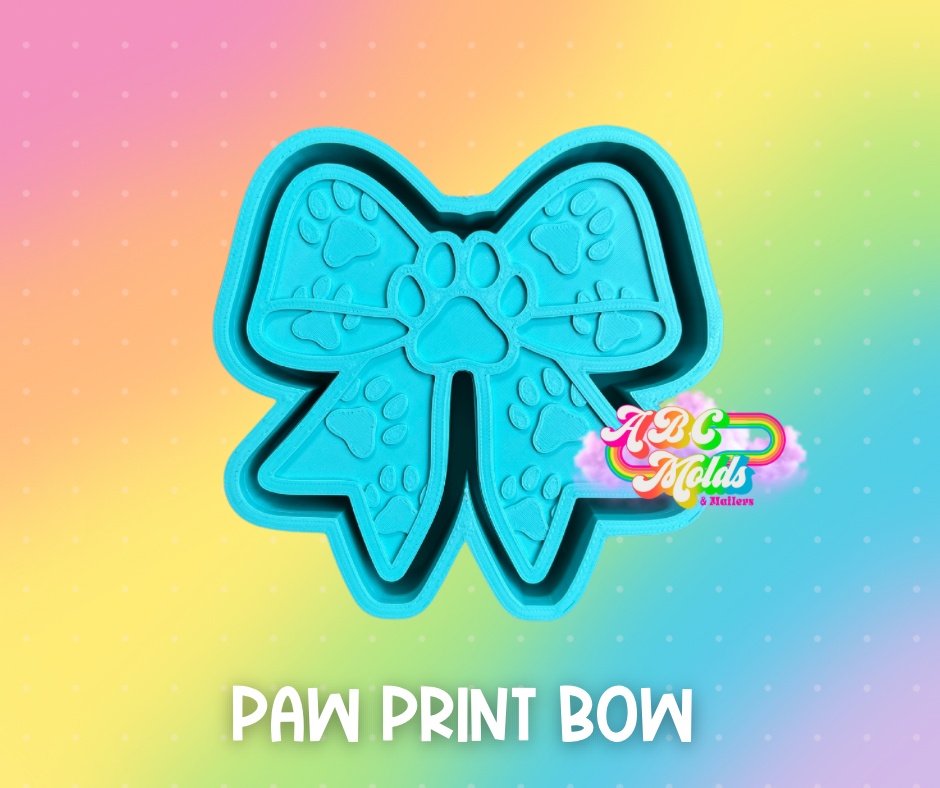 Paw Print Bow Silicone Freshie Mold