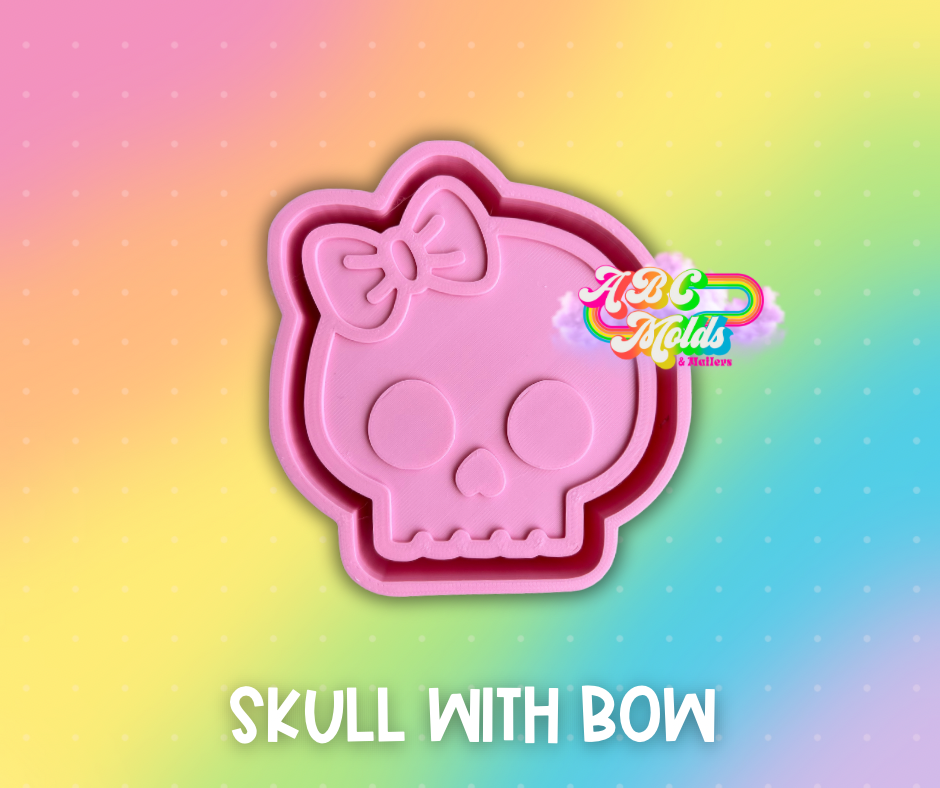 Skull with bow Silicone Mold