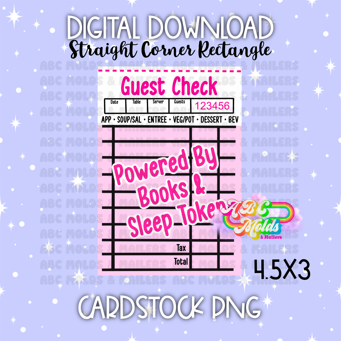 Digital Download - PNG Cardstock Download - Straight Edge - Guest Ticket 5