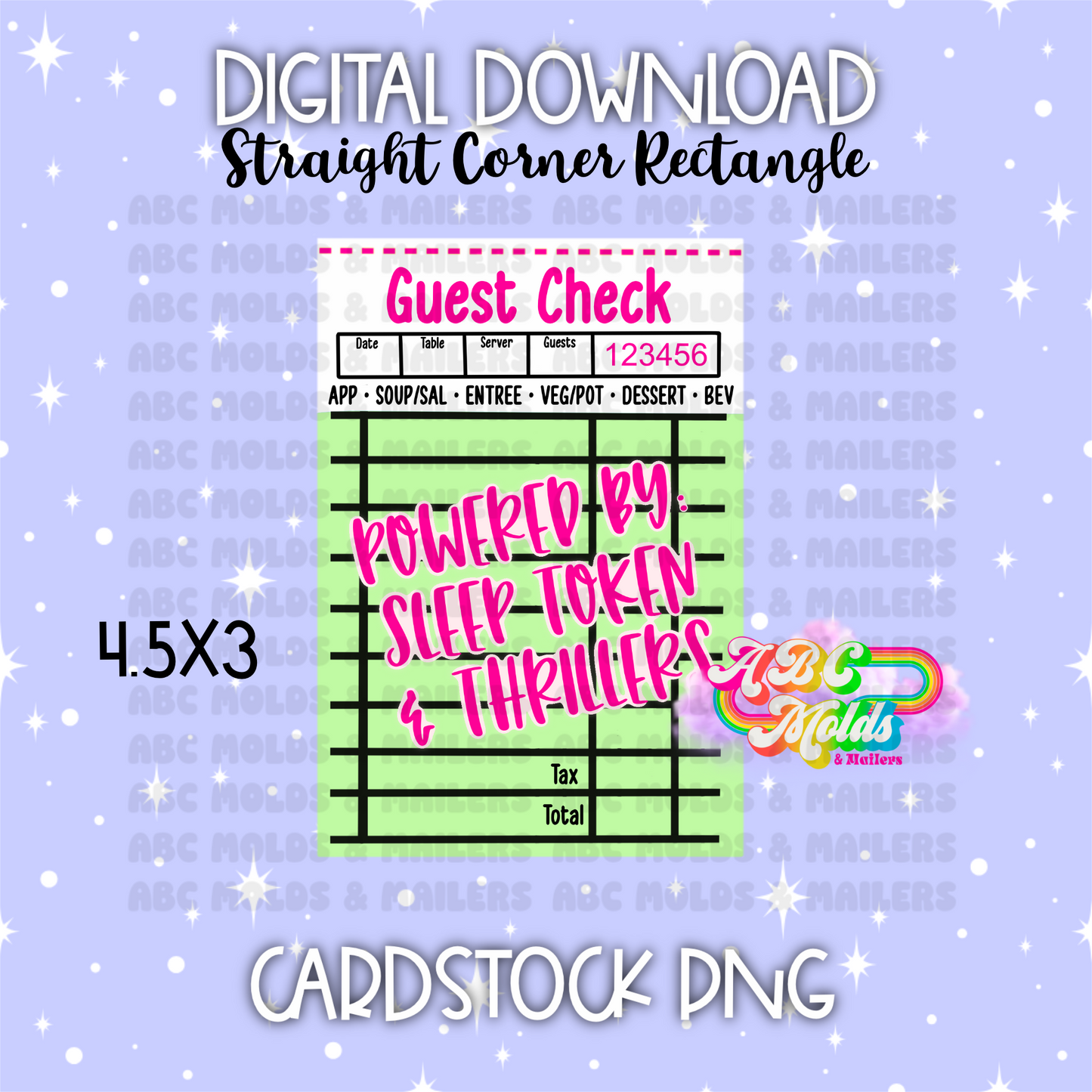 Digital Download - PNG Cardstock Download - Straight Edge - Guest Ticket 6
