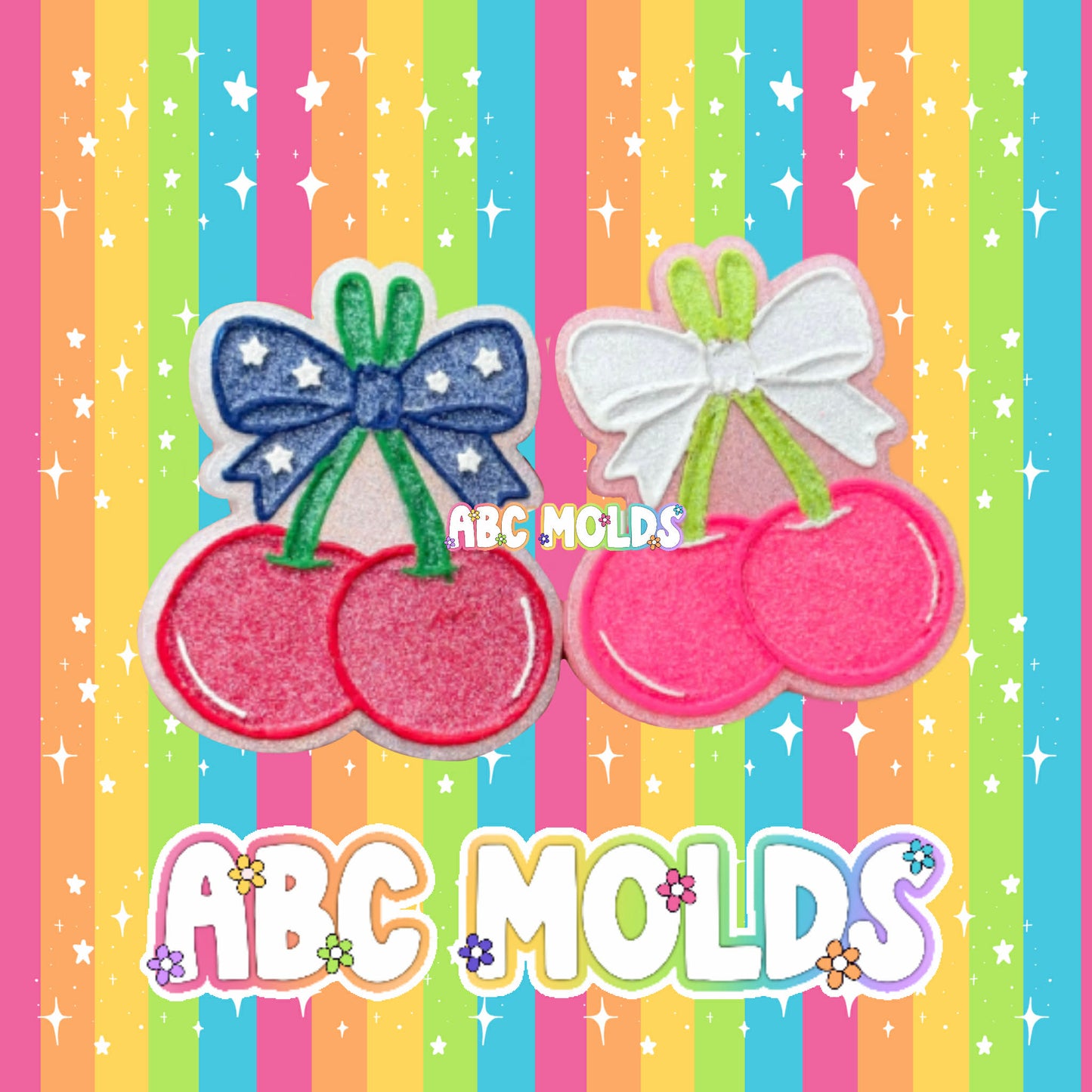 Bow Patriotic Cherries Silicone Freshie Mold