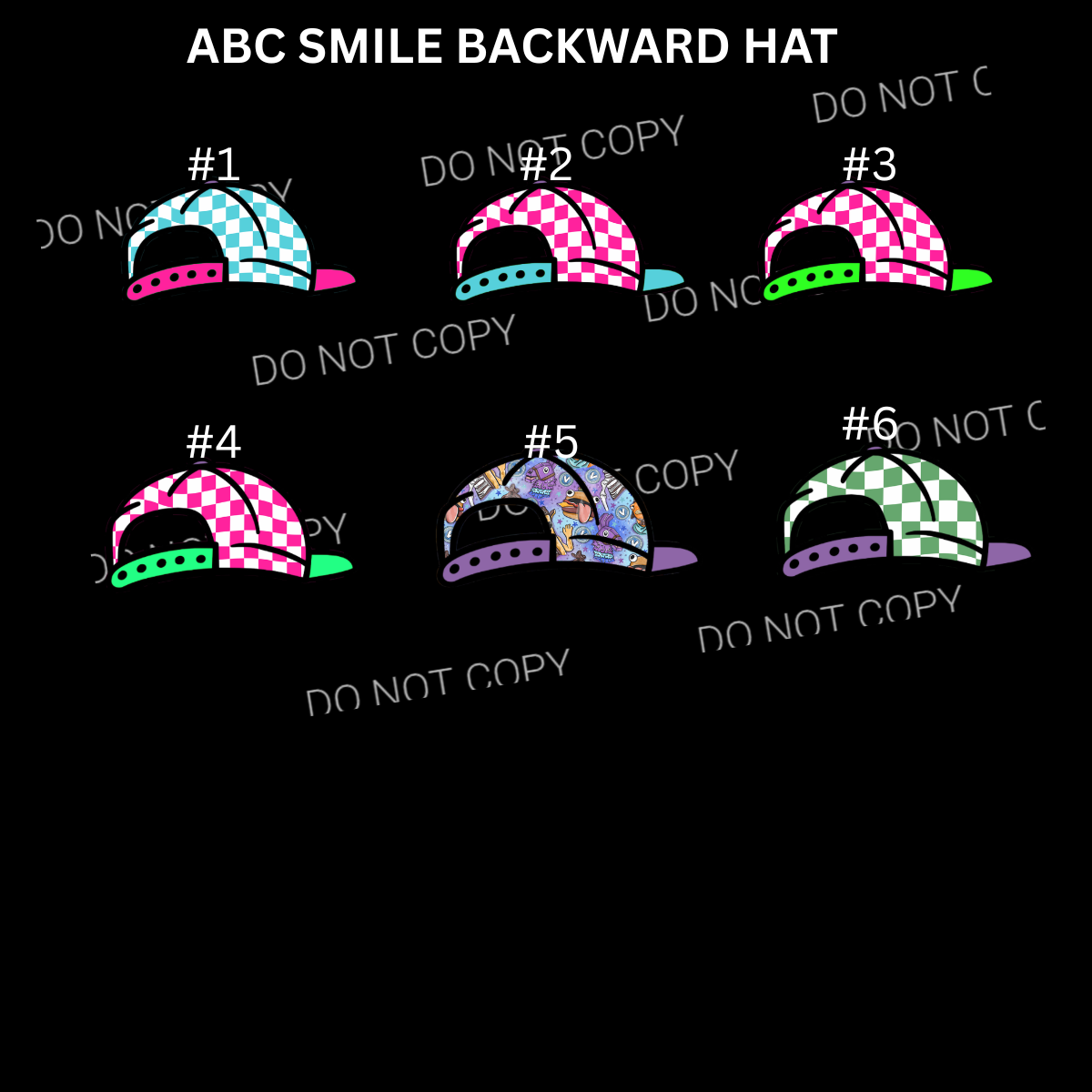 ABC SMILE BACKWARD HAT CARDSTOCK - Shipped by Kaleidoscope Kreations