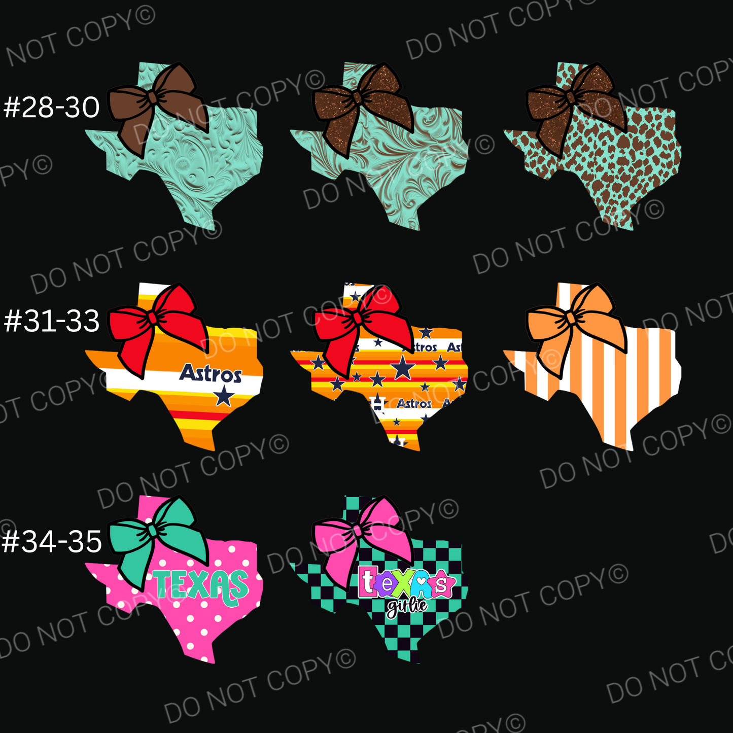 ABC Texas w/ Bow Cardstock - Shipped by Kaleidoscope Kreations