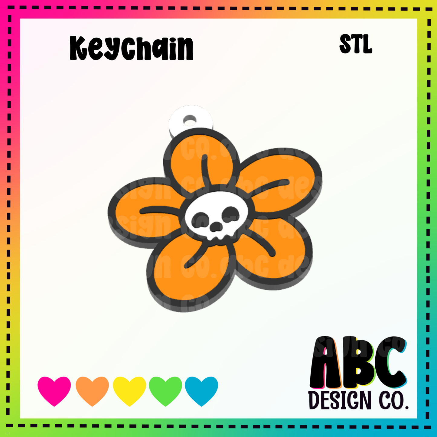 Skull Flower - Key Chain - STL & 3mf - Digital Download