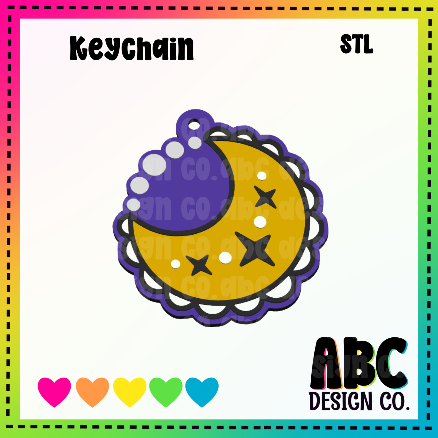 Moon - Key Chain - STL & 3mf - Digital Download