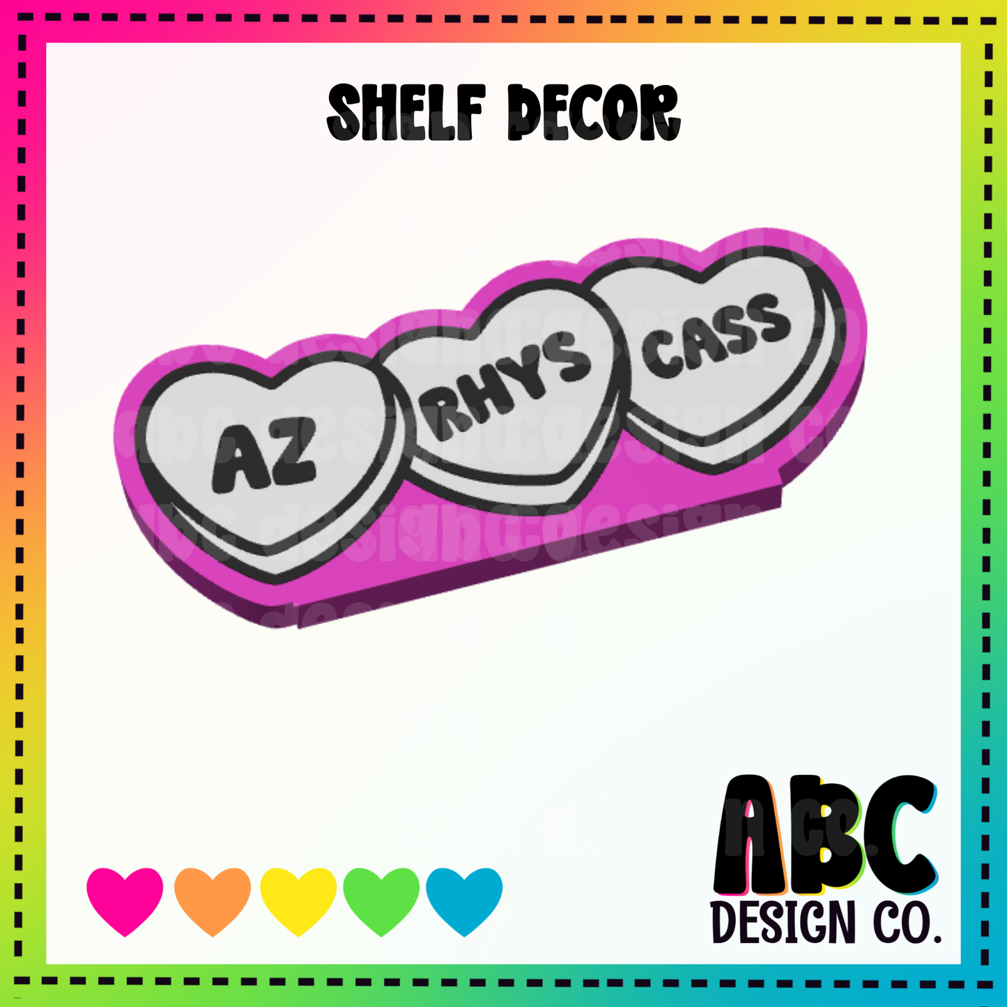 triple heart - Shelf Decor - 3mf - Digital Download
