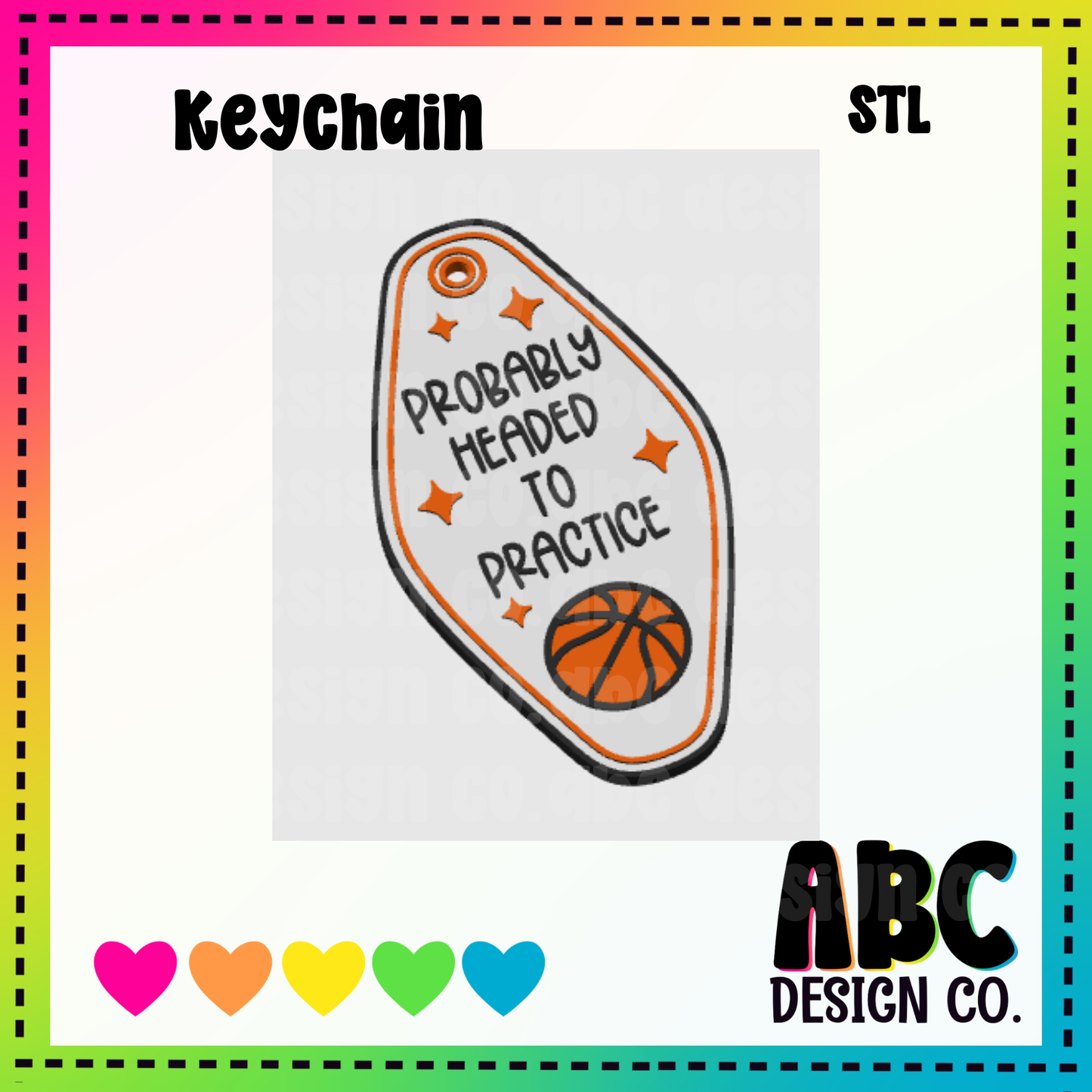 Probably headed to practice basketball Key Chain - STL & 3mf - Digital Download