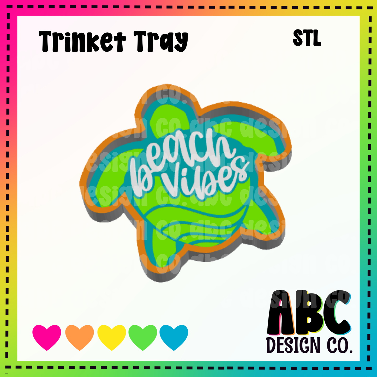 Beach Vibes Turtle - Trinket Tray - STL & 3mf - Digital Download