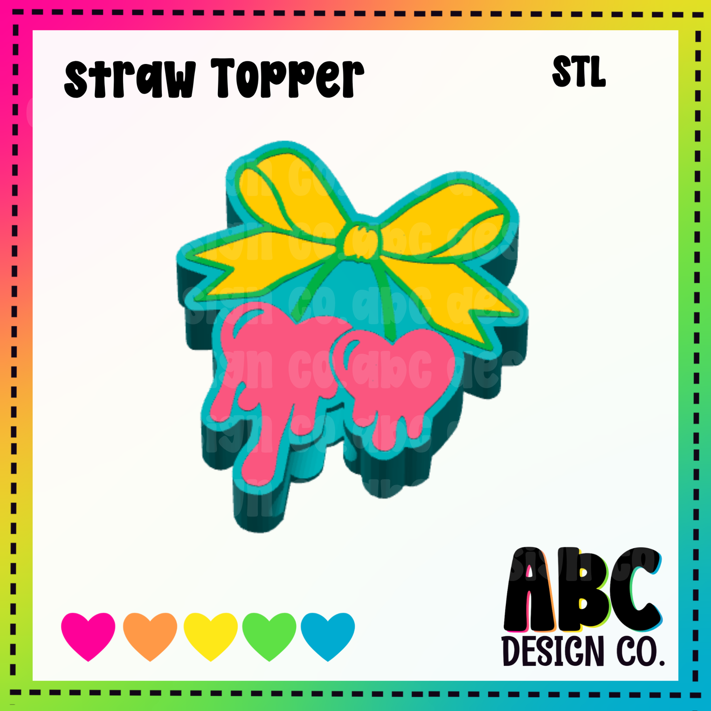 Bow Drip Cherries - Straw Topper - STL & 3mf - Digital Download