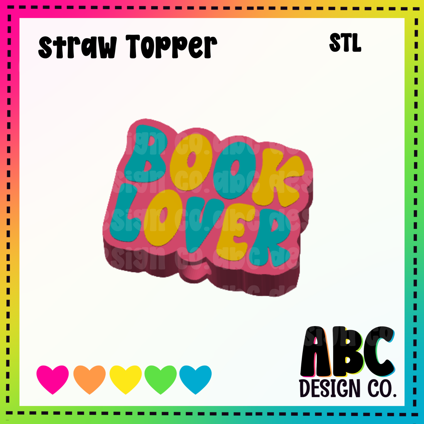 Book Lover - Straw Topper - STL & 3mf - Digital Download