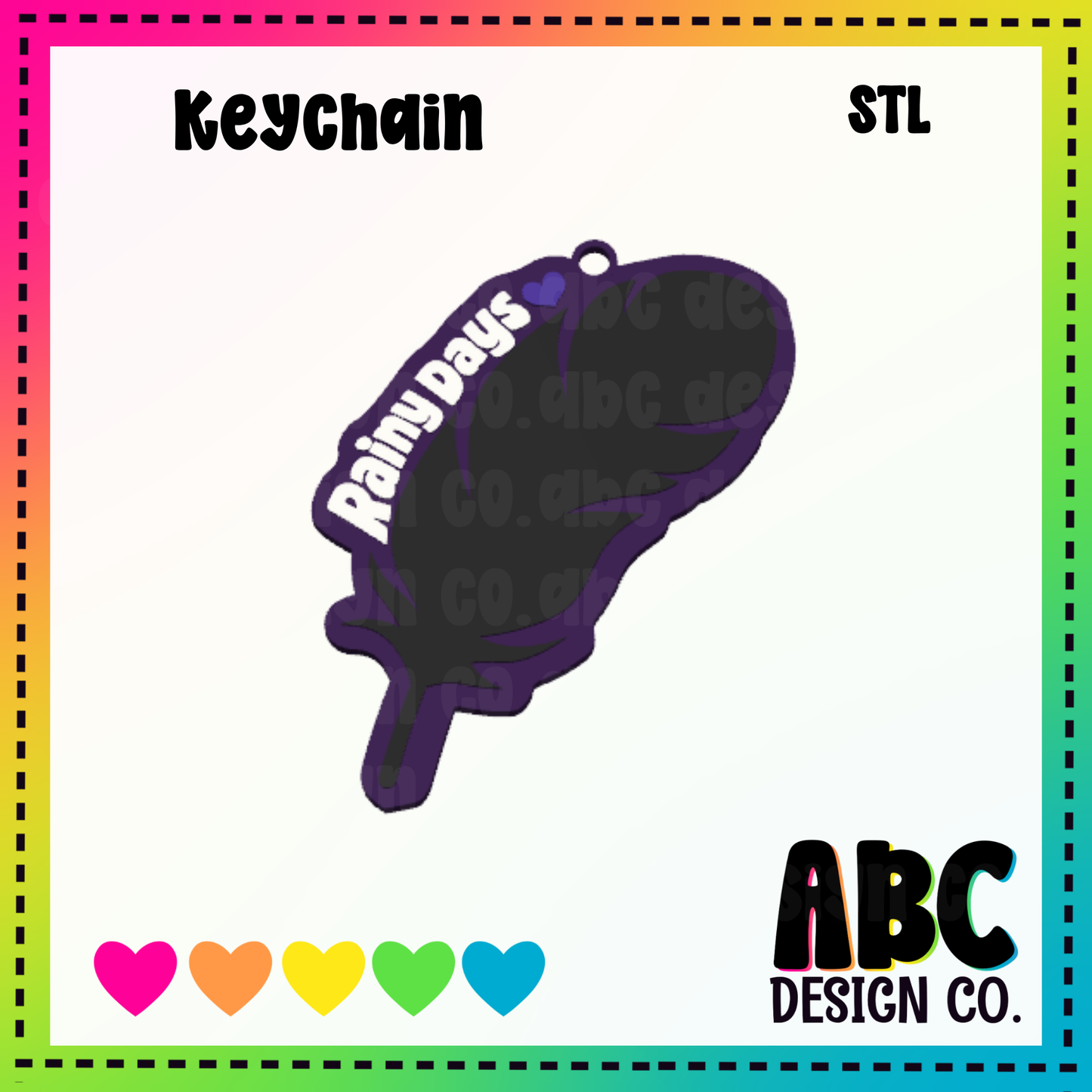 Rainy Days Feather - Key Chain - STL & 3mf - Digital Download