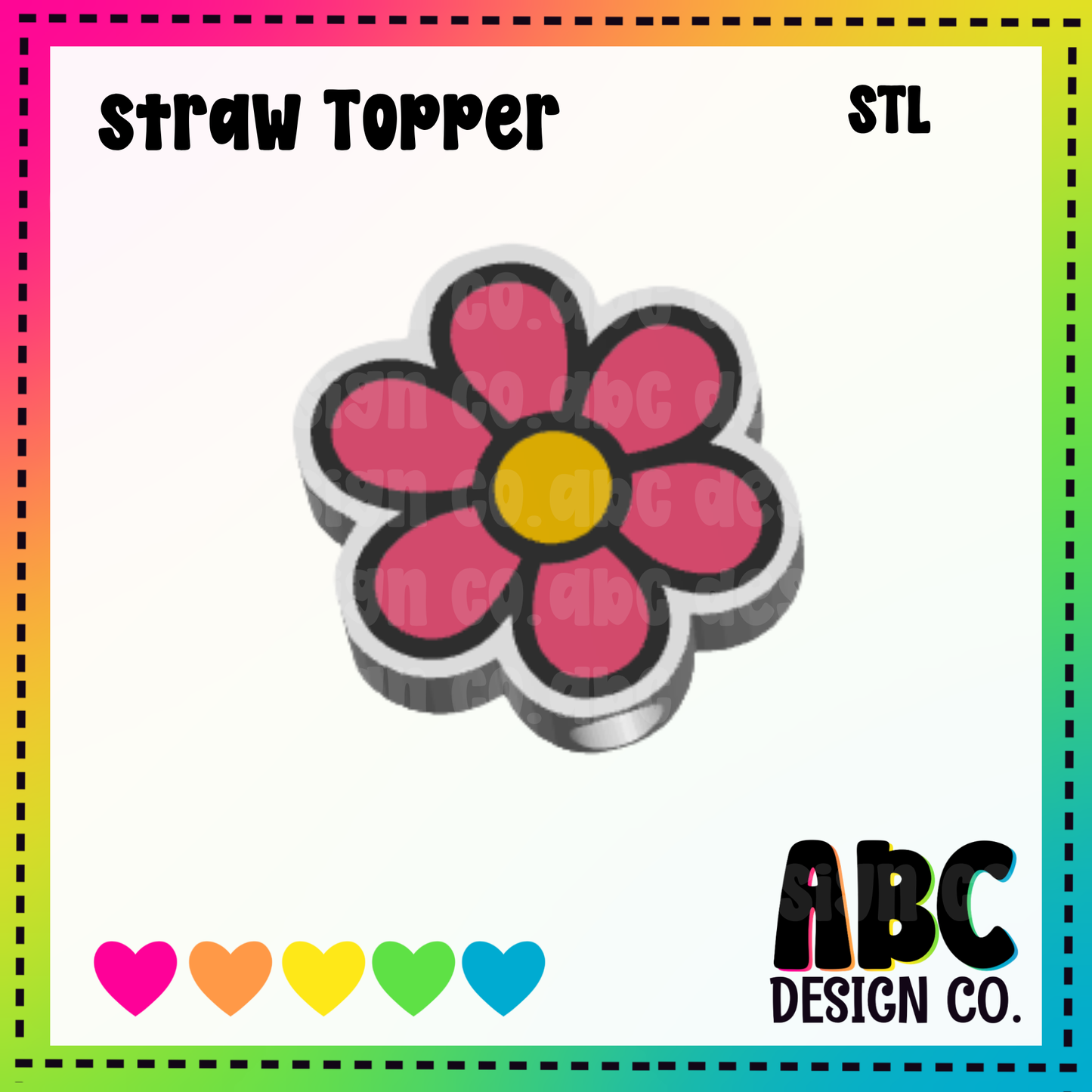 Daisy - Straw Topper - STL & 3mf - Digital Download