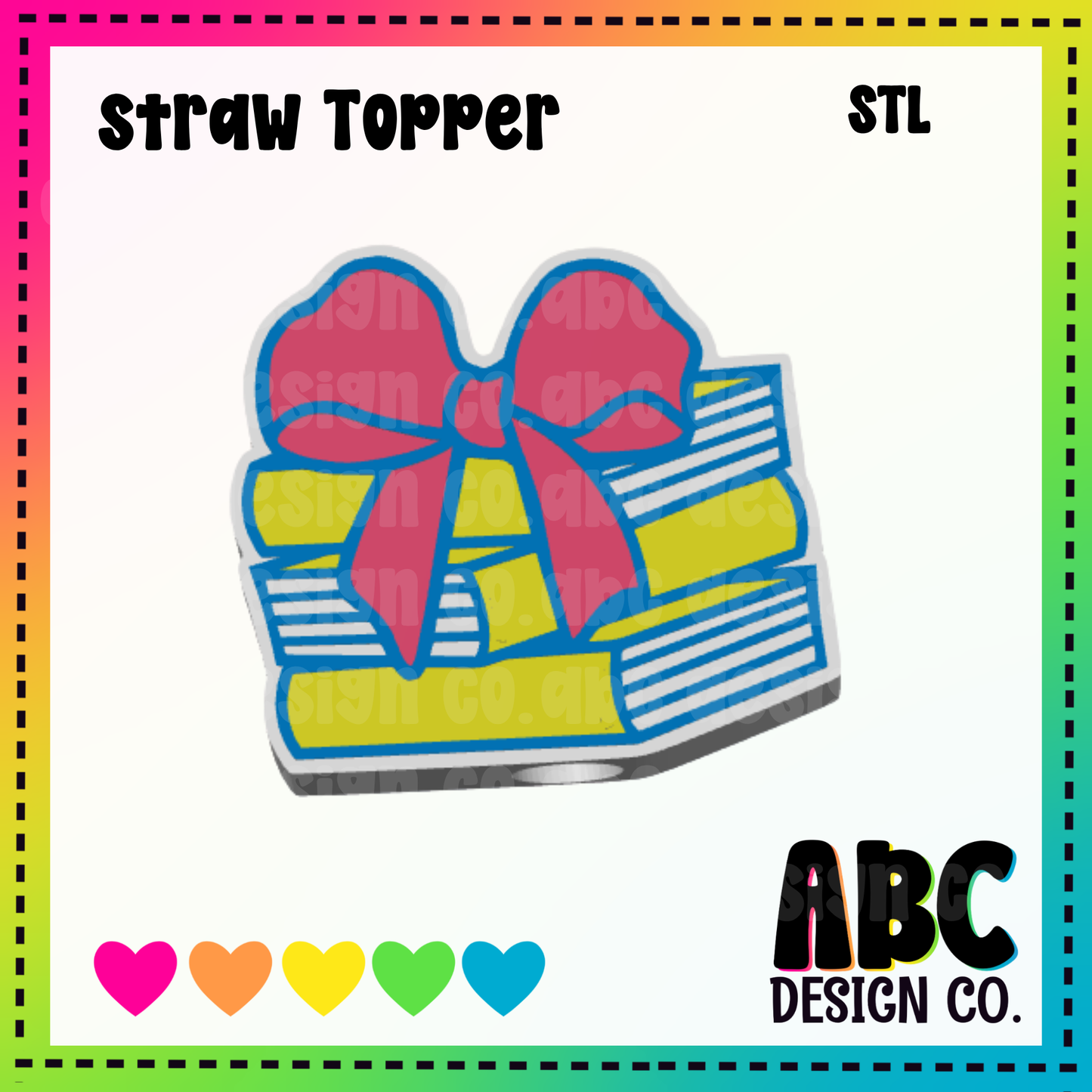 Bow bookstack - Straw Topper - STL & 3mf - Digital Download