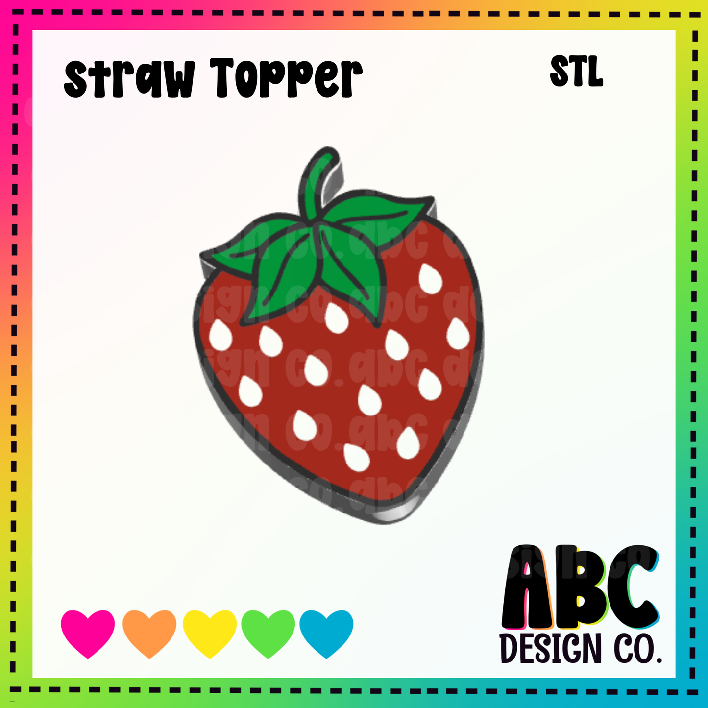 Strawberry - Straw Topper - STL & 3mf - Digital Download