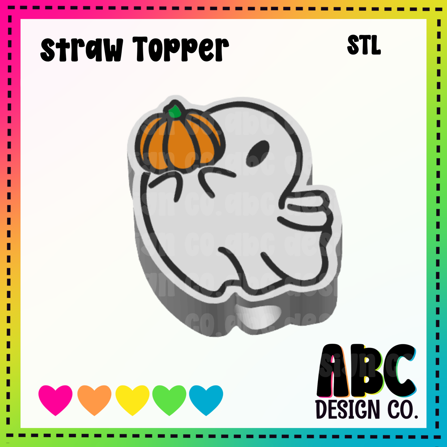 Pumpkin ghost - Straw Topper - STL & 3mf - Digital Download