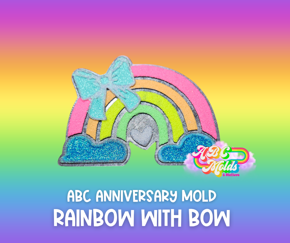 Rainbow with bow ABC ANNIV Silicone Mold