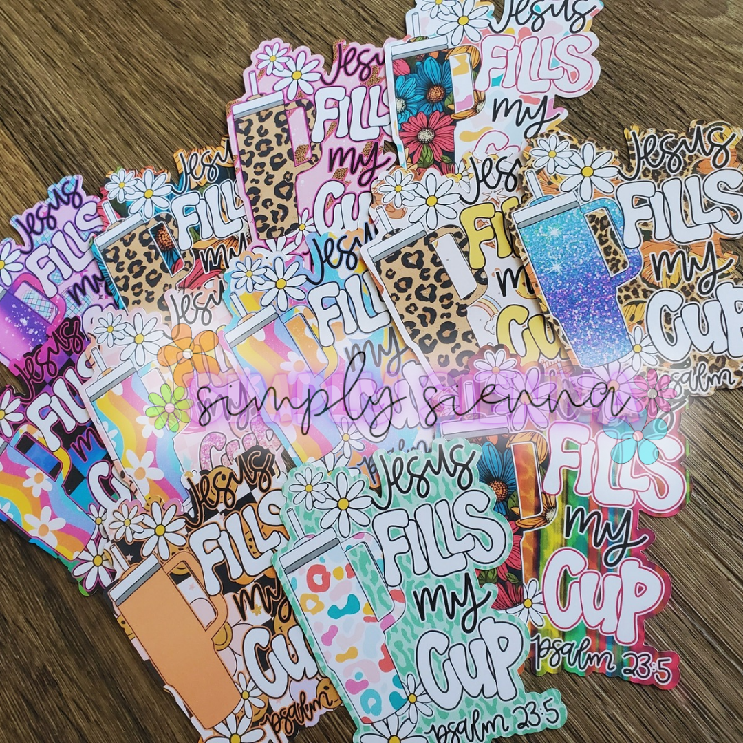 Jesus Fills My Cup Cardstock - Sold & Shipped By Simply Sienna