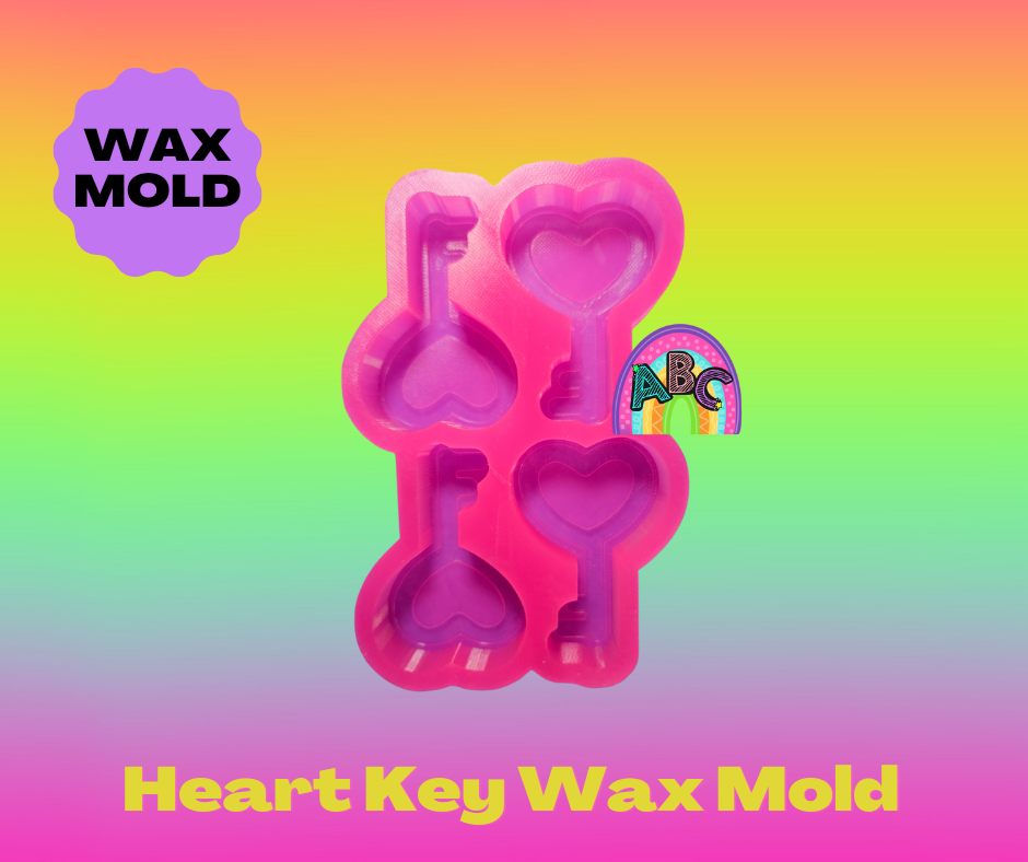 Heart Key Wax Mold 4 Cavity