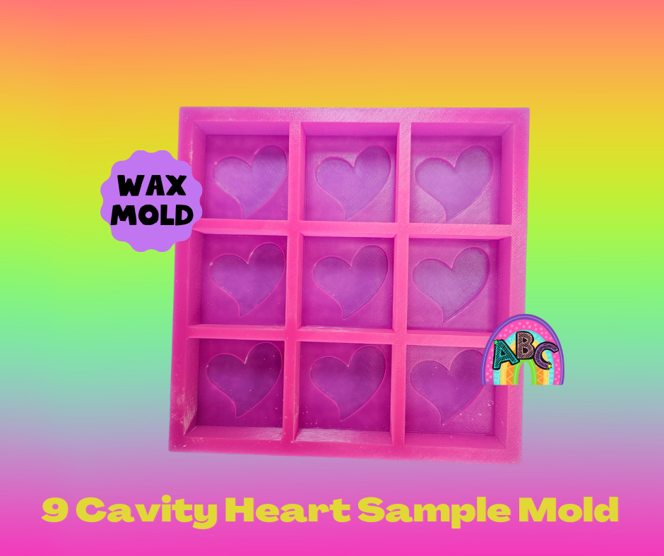 9 cavity Heart square sampler Wax Tray