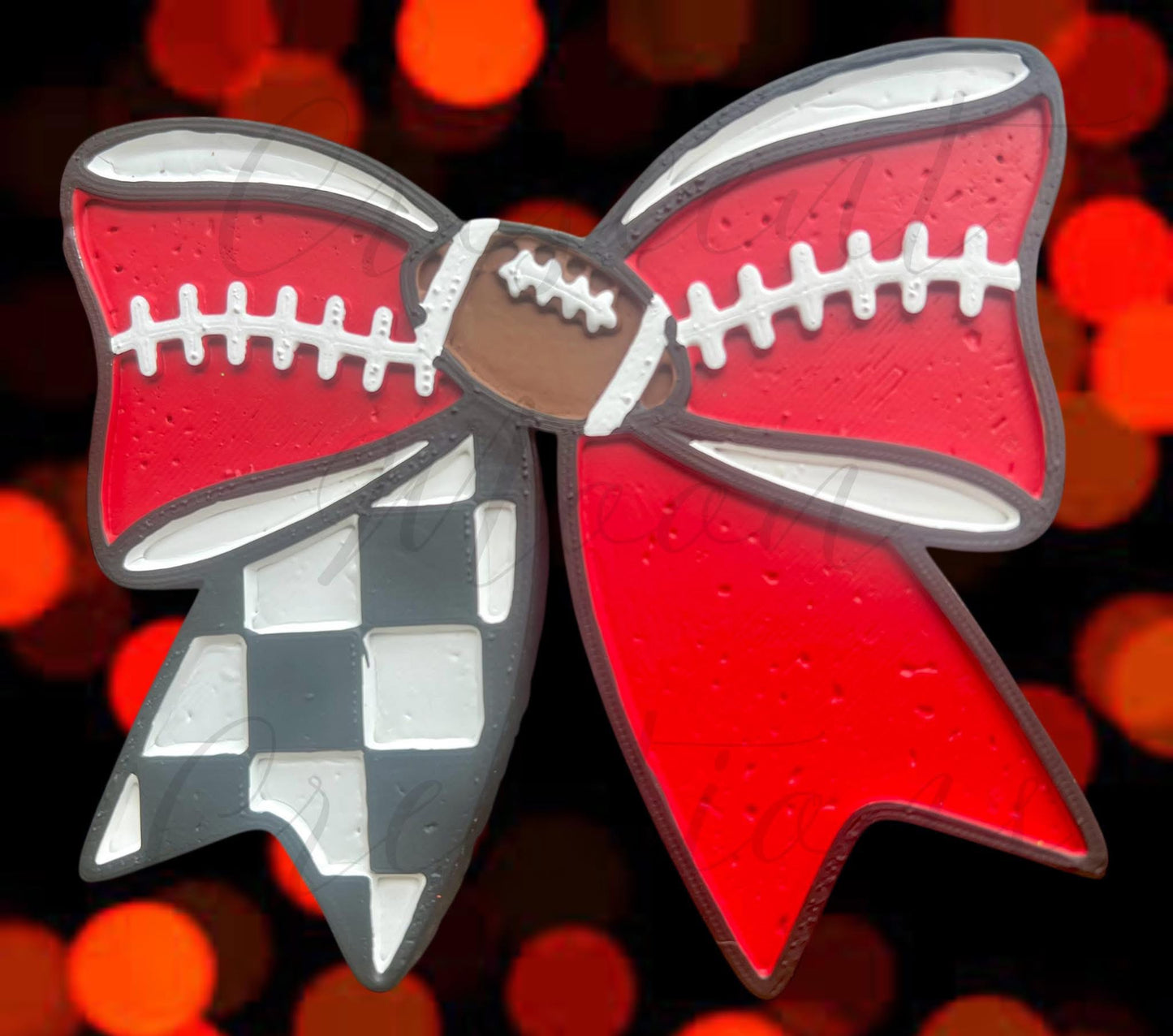 Checkered football Bow Silicone Mold