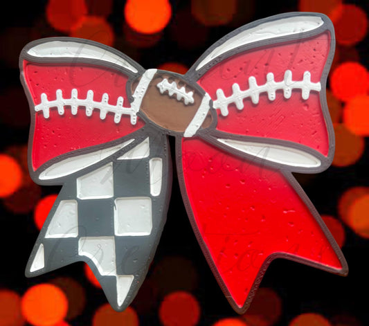 Checkered football Bow Silicone Mold