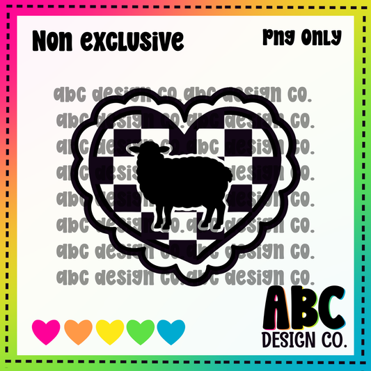 Checkered heart sheep PNG - NON Exclusive - digital download