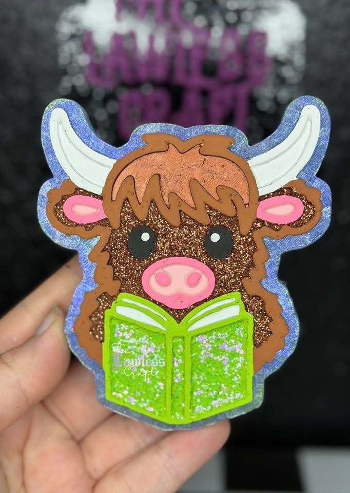 Reading Cow Silicone Freshie Mold