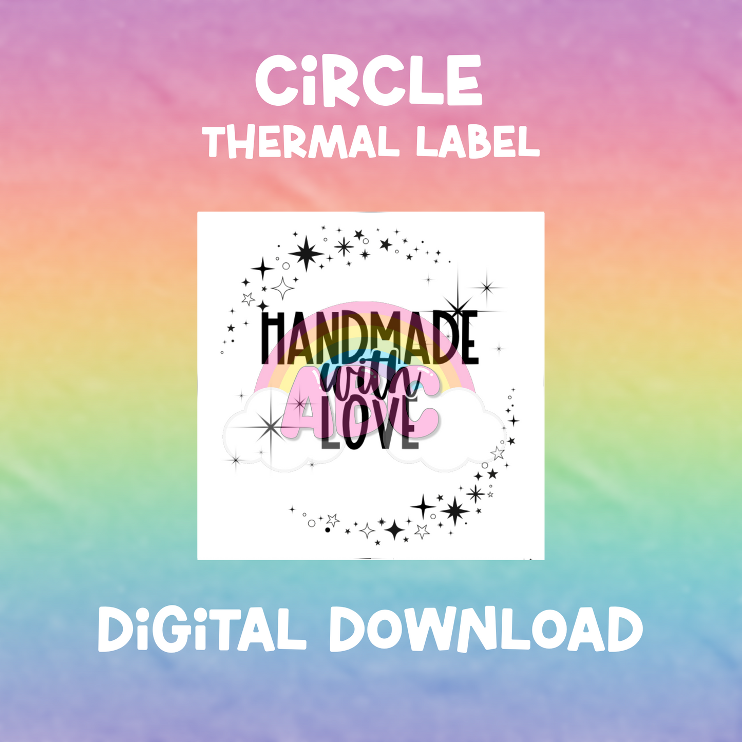 Digital Download - Thermal Label - Circle - handmade