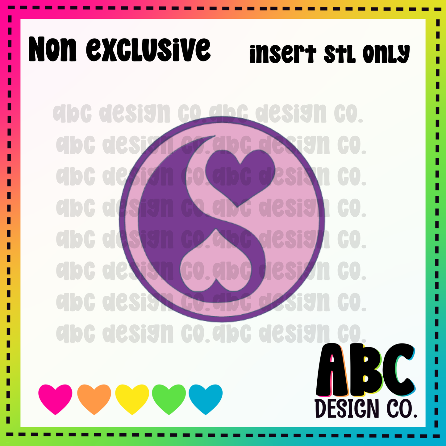 Heart Yin & Yang 4in  Circle Insert  - NON Exclusive - digital download