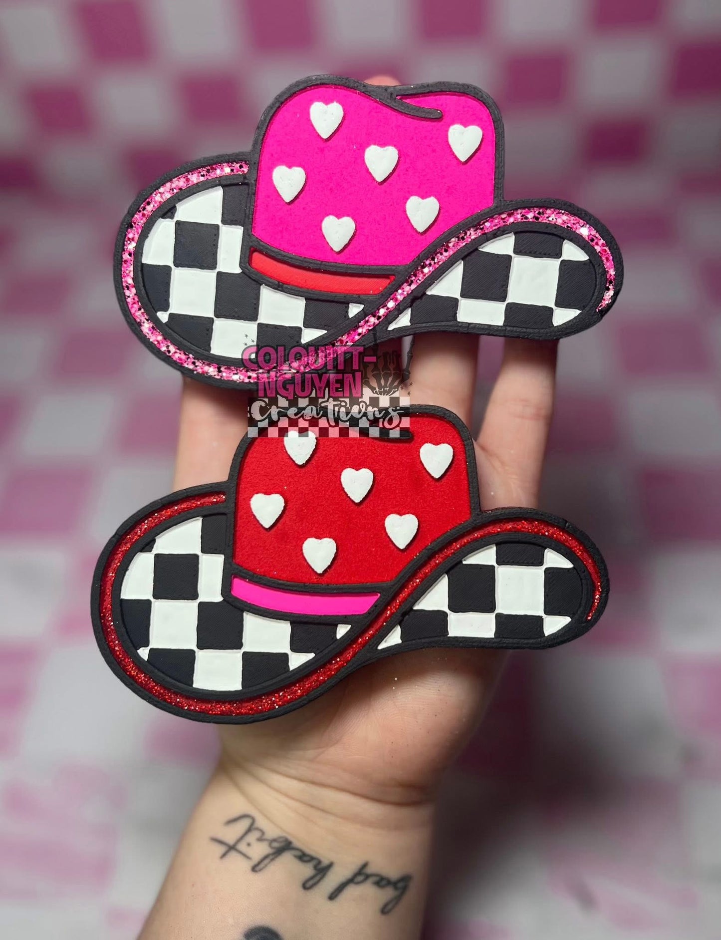 Checkered Cowboy Hat Silicone Freshie Mold