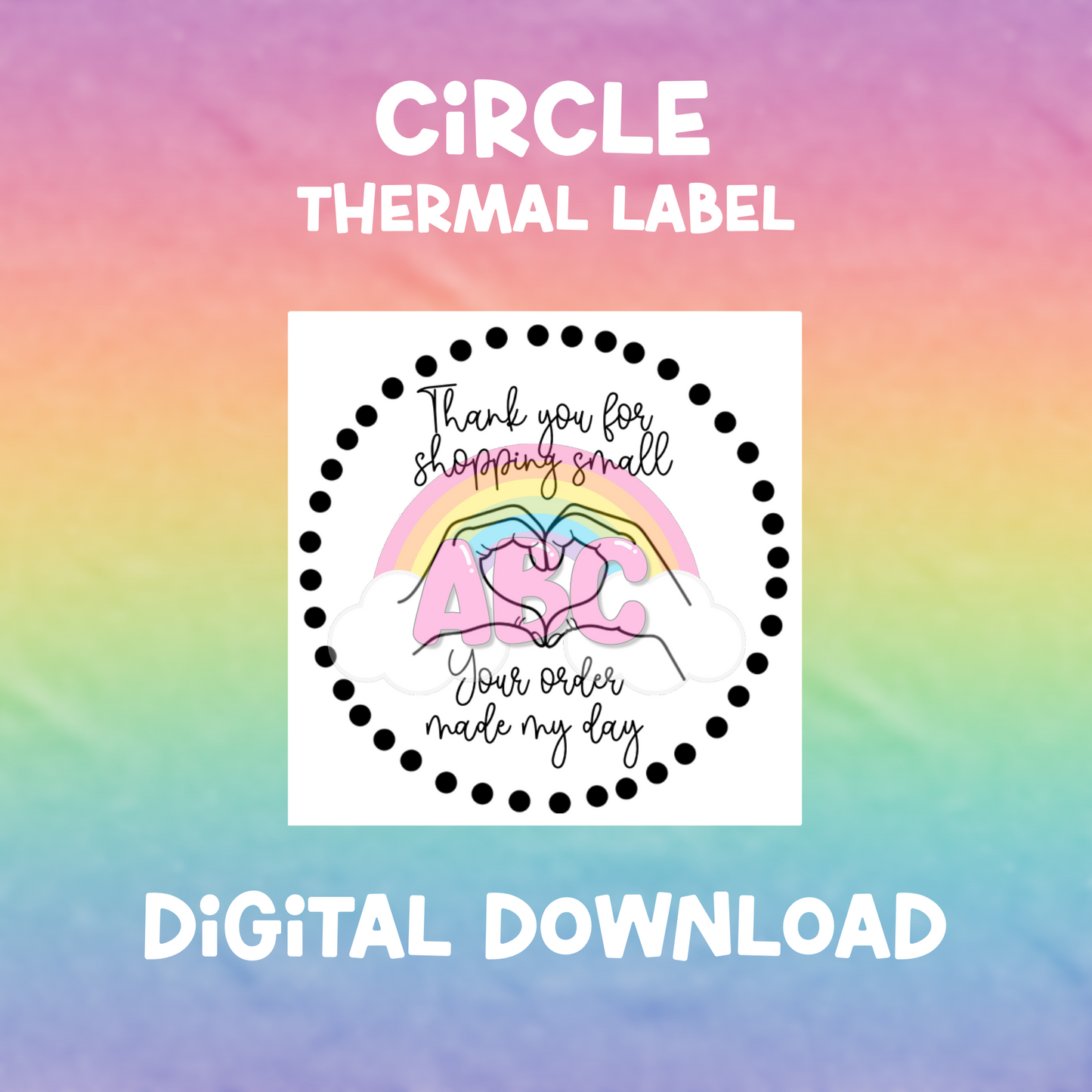 Digital Download - Thermal Label - Circle - thank you