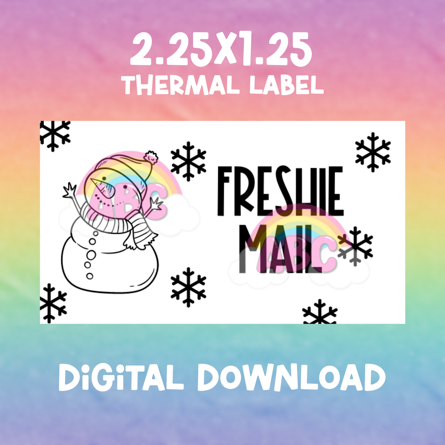 2.25x1.25 - Digital Download - Thermal Label - Snowman