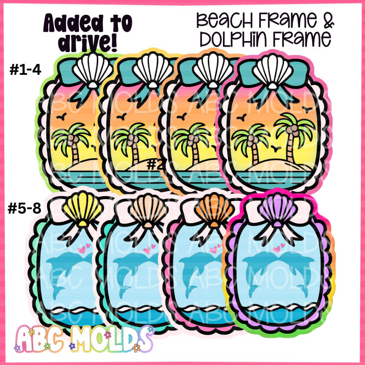 ABC BEACH FRAME & DOLPHIN FRAME CARDSTOCK - shipped by Kalidescope Kreationss